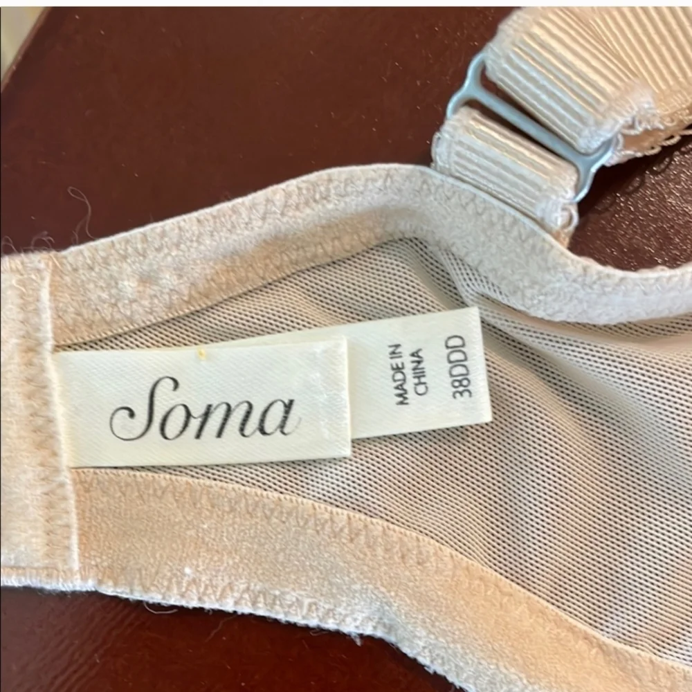 SOMA BRA Cream Lace BALCONET BRA size 38DDD embroidered LIKE NEW - Picture 2 of 4